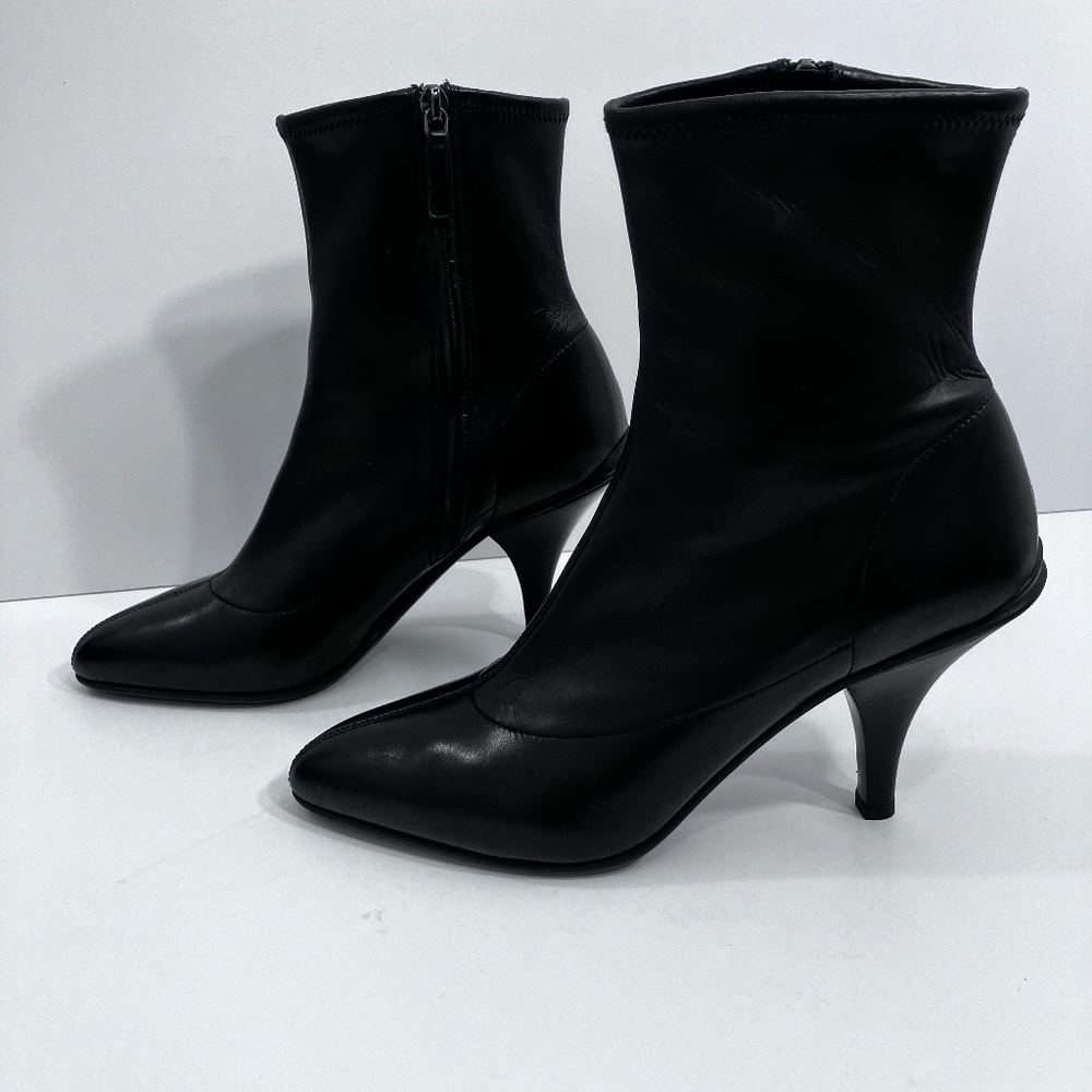Prada Black Leather Ankle Boots Size 8.5 - Picture 3 of 6